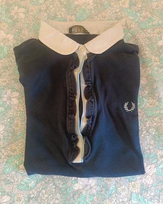 Polo Fred Perry blu con Ruches/ Volant Bambina XXL
