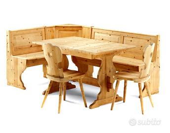 Giropanca + tavolo + vetrina legno di pino.