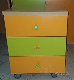 Cassettiera con rotelle per stanza per bambini