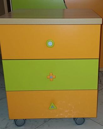 Cassettiera con rotelle per stanza per bambini