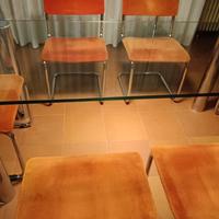 Tavolo in cristallo design anni 70 e 6 sedie