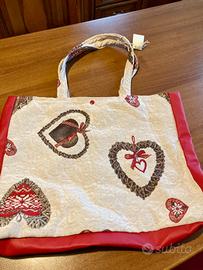 Borsa grande in tessuto cuori
