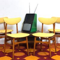 4 Sedie in Faggio Lt.Yellow Vintage Anni 60