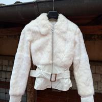 Pelliccia coniglio Lapin Rex Cincilla collo Volpe