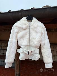 Pelliccia coniglio Lapin Rex Cincilla collo Volpe