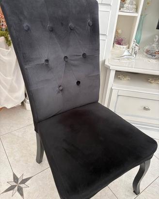 4 sedie in velluto nero