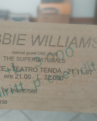 Biglietto concerto Robbie Williams del 97 Firenze