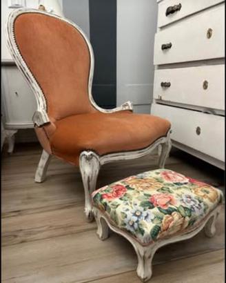 Potroncina shabby con poggia piedi