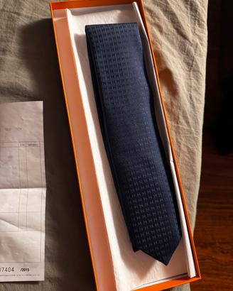 Cravatta Hermès Façonnée H Blu Marine