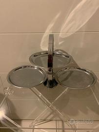 piccola alzatina in acciaio 3 piatti  anni 80