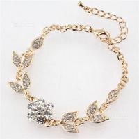 Bracciale fiore e foglie con pietre