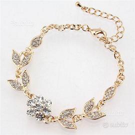 Bracciale fiore e foglie con pietre