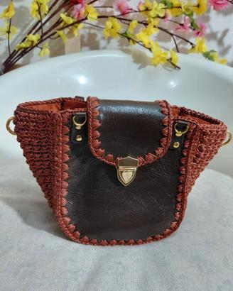Borsa artigianale uncinetto color terracotta