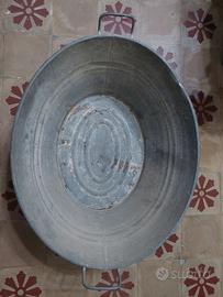 Antica bagnarola tinozza grande in lamiera zincata