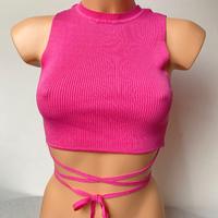 Top corto canotta a costine fucsia Zara tg S