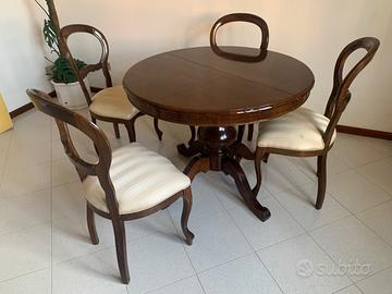 Tavolo antico, restaurato tondo + sedie