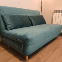 Divano 2 posti letto design velluto verde ampio 