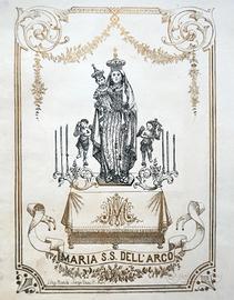 Antica Litografia Madonna dell'Arco e Angeli '800