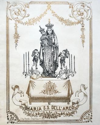 Antica Litografia Madonna dell'Arco e Angeli '800