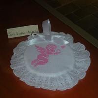 Capoculla bebè punto croce angioletto rosa