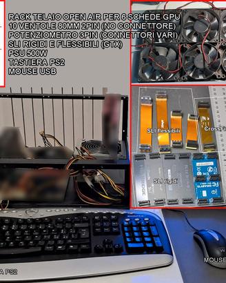 Rack Telaio Open Air per 6 Schede GPU