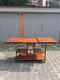 Scrivania consolle con dettagli bambù