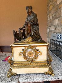 Orologio da camino in marmo e bronzo