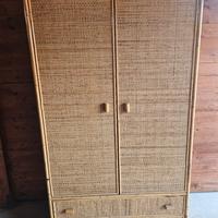 Armadio vintage in rattan e bambù