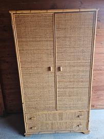 Armadio vintage in rattan e bambù