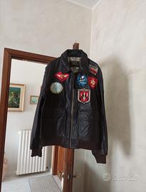 Giubbino in pelle vintage stile aviator