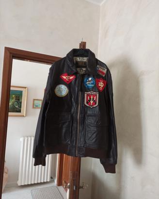 Giubbino in pelle vintage stile aviator