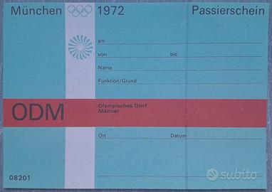 Olimpiadi di Monaco 1972 Lasciapassare Biglietto