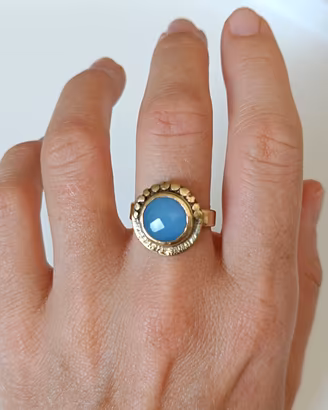 Anello ottone e pietra dura naturale 