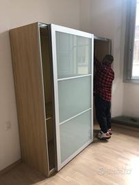 Armadio a 2 ante scorrevoli Ikea PAX legno e vetro