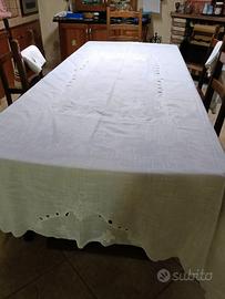tovaglia da tavola lino bisso e con 12 tovaglioli 