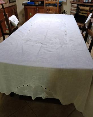 tovaglia da tavola lino bisso e con 12 tovaglioli 