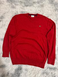 Maglione Lacoste Rosso 100% Cotone Taglia L (5)