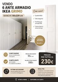 6 ante armadio Ikea Grimo bianche