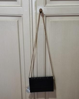 GLA pochette nera con fiori effetto velluto lucido