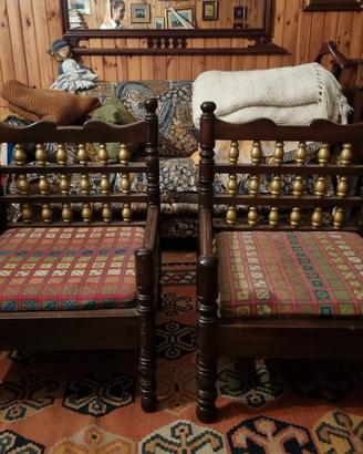 Coppia di sedie in stile coloniale messicano