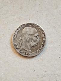 Moneta 5 corone Impero d'Austria in argento 1900