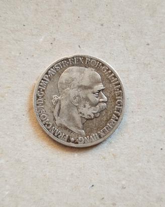 Moneta 5 corone Impero d'Austria in argento 1900