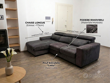 Divano angolare Poltronesofà con pouf estraibile