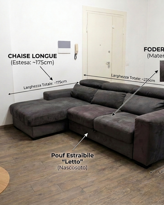 Divano angolare Poltronesofà con pouf estraibile