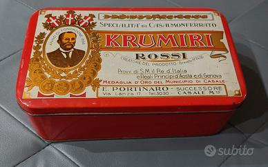 Scatola di latta antica biscotti Krumiri Rossi