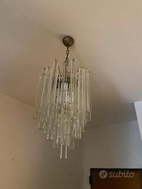 Lampadario stile Venini in vetro di Murano anni 60
