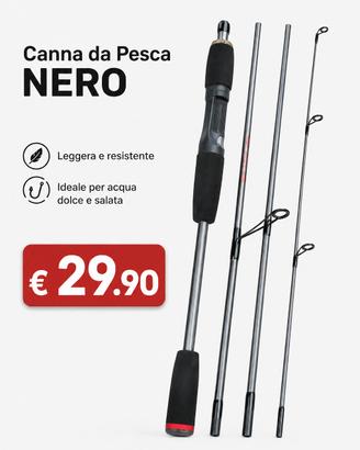 🎣 Canna da pesca travel nera  – NUOVA 🎣