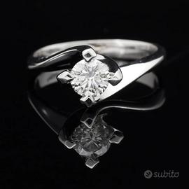 SOLITARIO ANELLO ORO BIANCO 18KT BRILLANTE 0.45 CT
