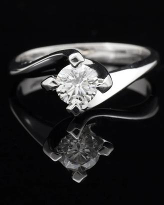 SOLITARIO ANELLO ORO BIANCO 18KT BRILLANTE 0.45 CT