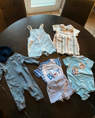5 pagliaccetti neonato+pantaloncino+cappello